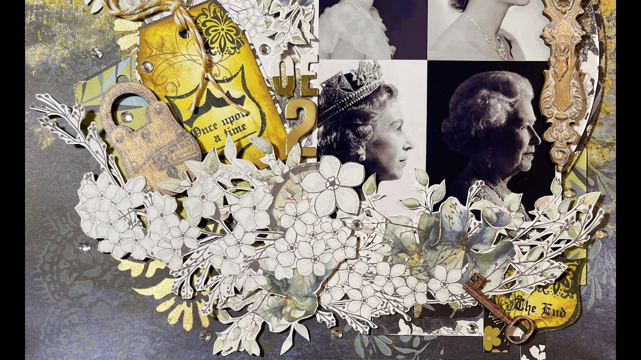 QE2! Simply Elegant-scrapbook layout 3 [Memoriam for Queen Elizabeth II] with Leanne Wagner