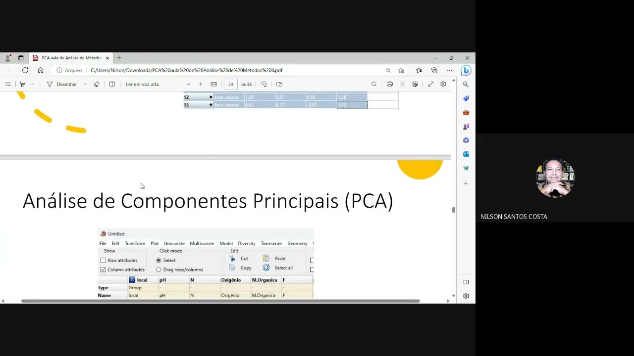 PCA no software PAST