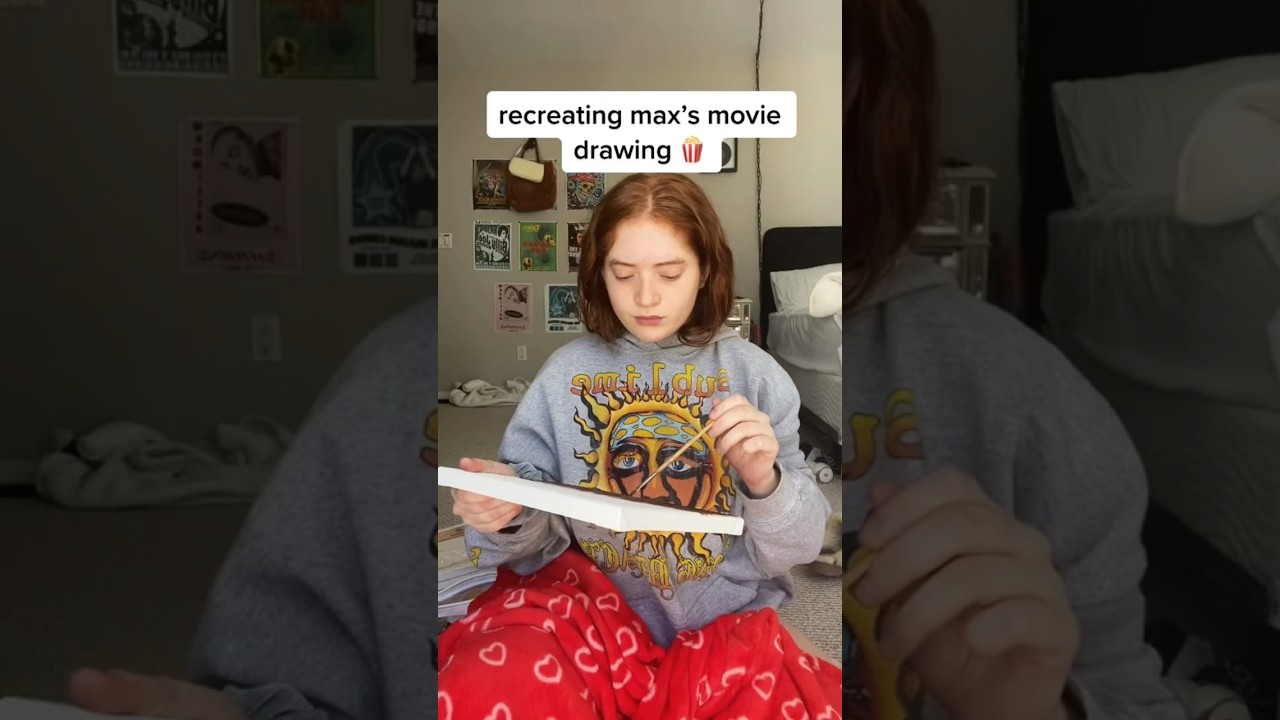 RECREATING MAX&rsquo;S MOVIE DRAWING 🍿🎥 #strangerthings #sadiesink #maxmayfield #painting #shorts #short