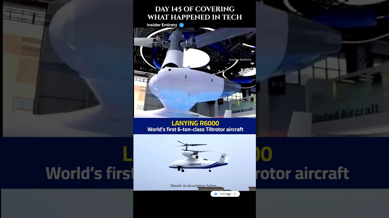 World&rsquo;s First 6-Ton Tiltrotor Aircraft Takes Flight 🚁✈️ | Lanying R6000 #tech #techshorts #china