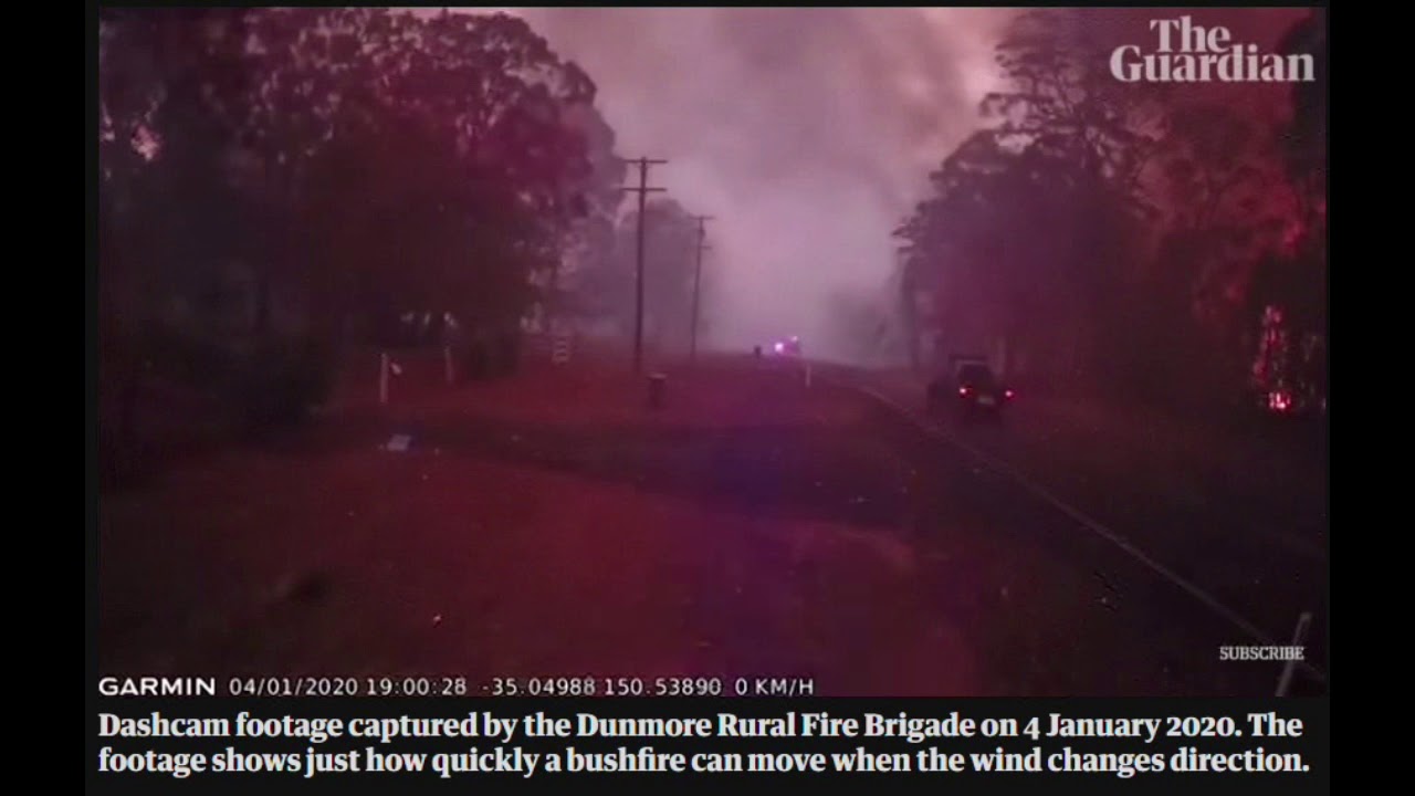 Australian Rural  Fire Brigade Firefighters caught is firestorm