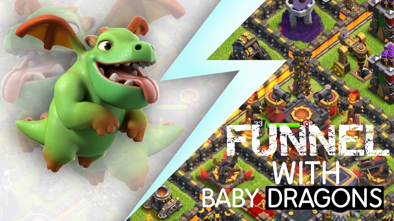 Baby dragon attack th10|TH10|Funnel Troops|best th10 attack strategy