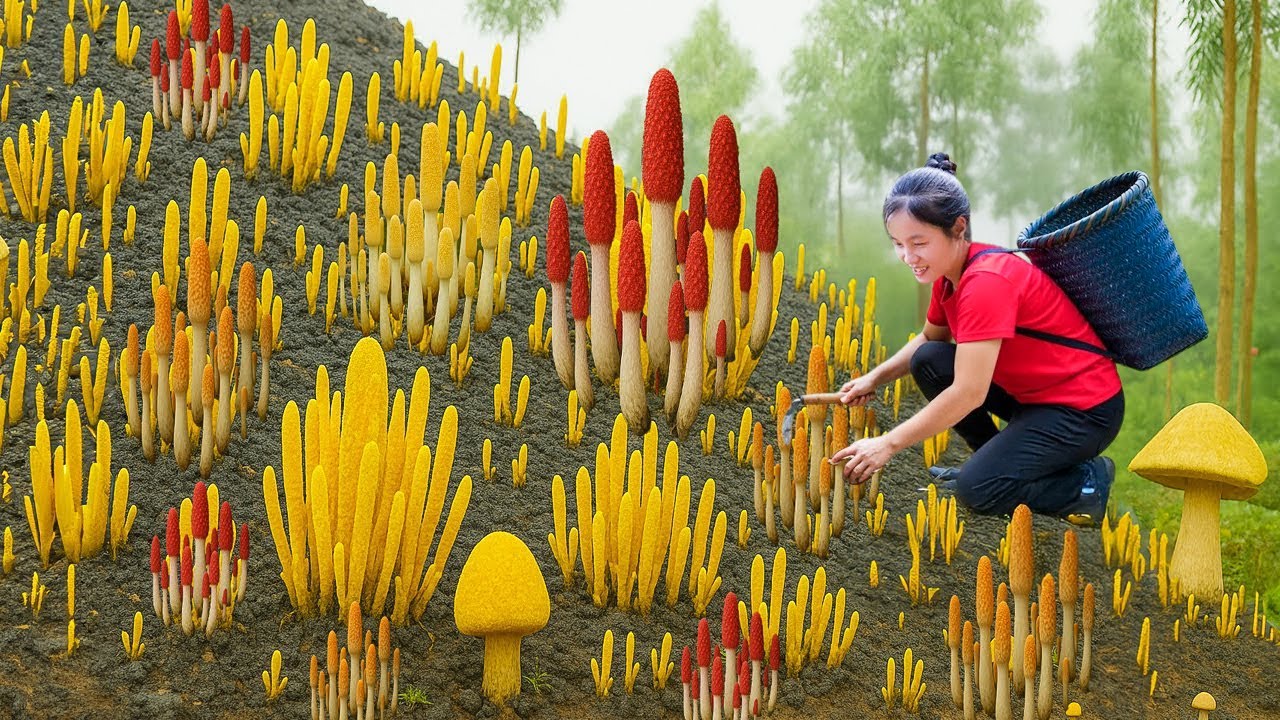 Harvest A Lot Of Cordyceps Mushrooms on Rock Mountains Goes to market Sell | Susan Daily Life