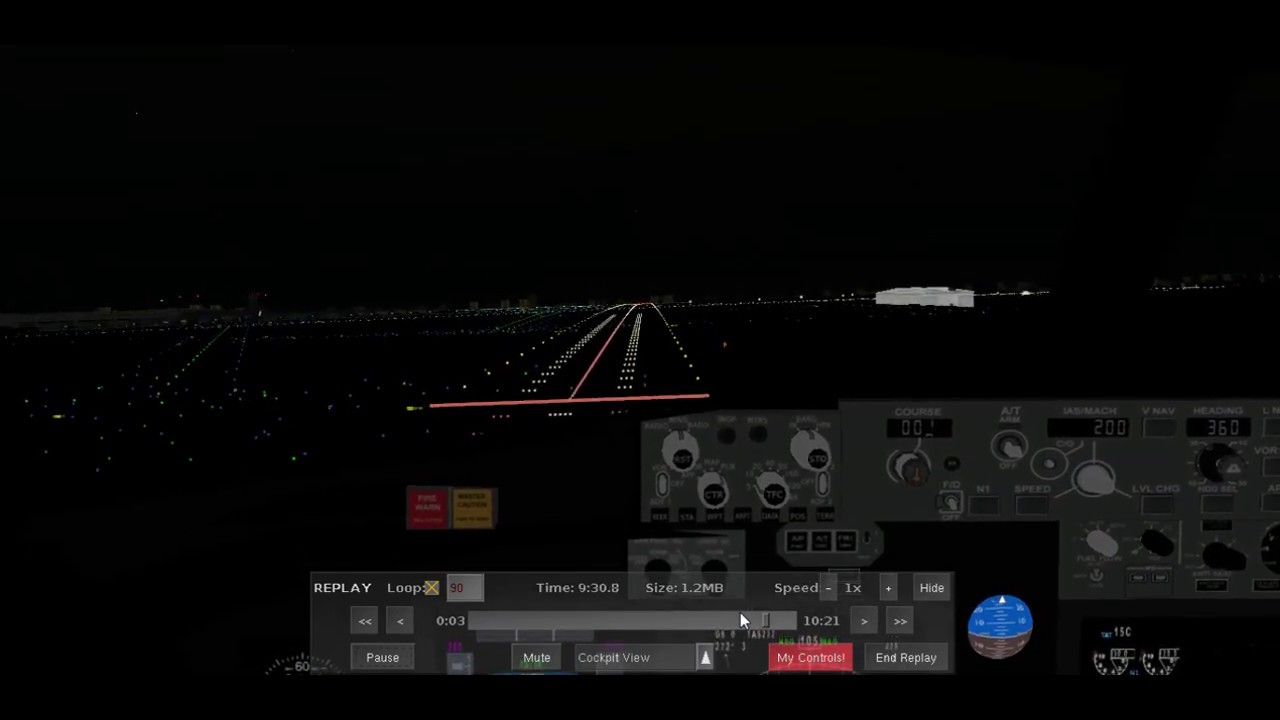 Flight Gear 737-800 Nighttime Flying....Nice Landing