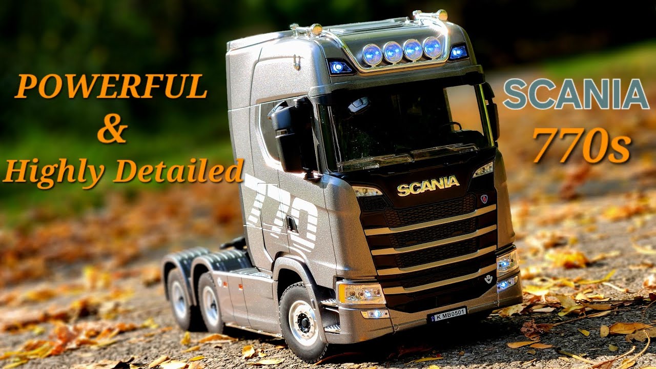 Обзор и вождение радиоуправляемого грузовика Huina 1501 Scania 770s V8 в масштабе 1:18