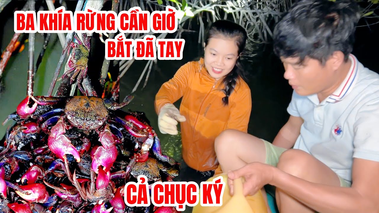 Lội đêm bắt ba khía ở rừng Cần Giờ, Khương Dừa đi 1 tiếng bắt 10 ký