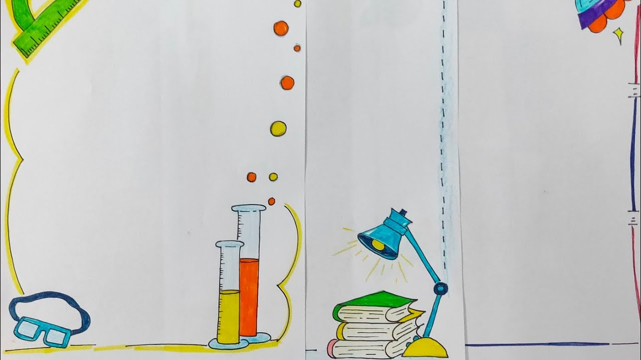 SCIENCE| BORDER DESIGNS ON PAPER| BORDER DESIGNS FOR PROJECT| SCIENCE INSPIRED BORDER DESIGNS|