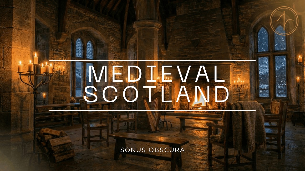 Stormy Winter Night in a Highland Castle ❄️  Medieval Scottish Harp Ambience for Sleep and Study