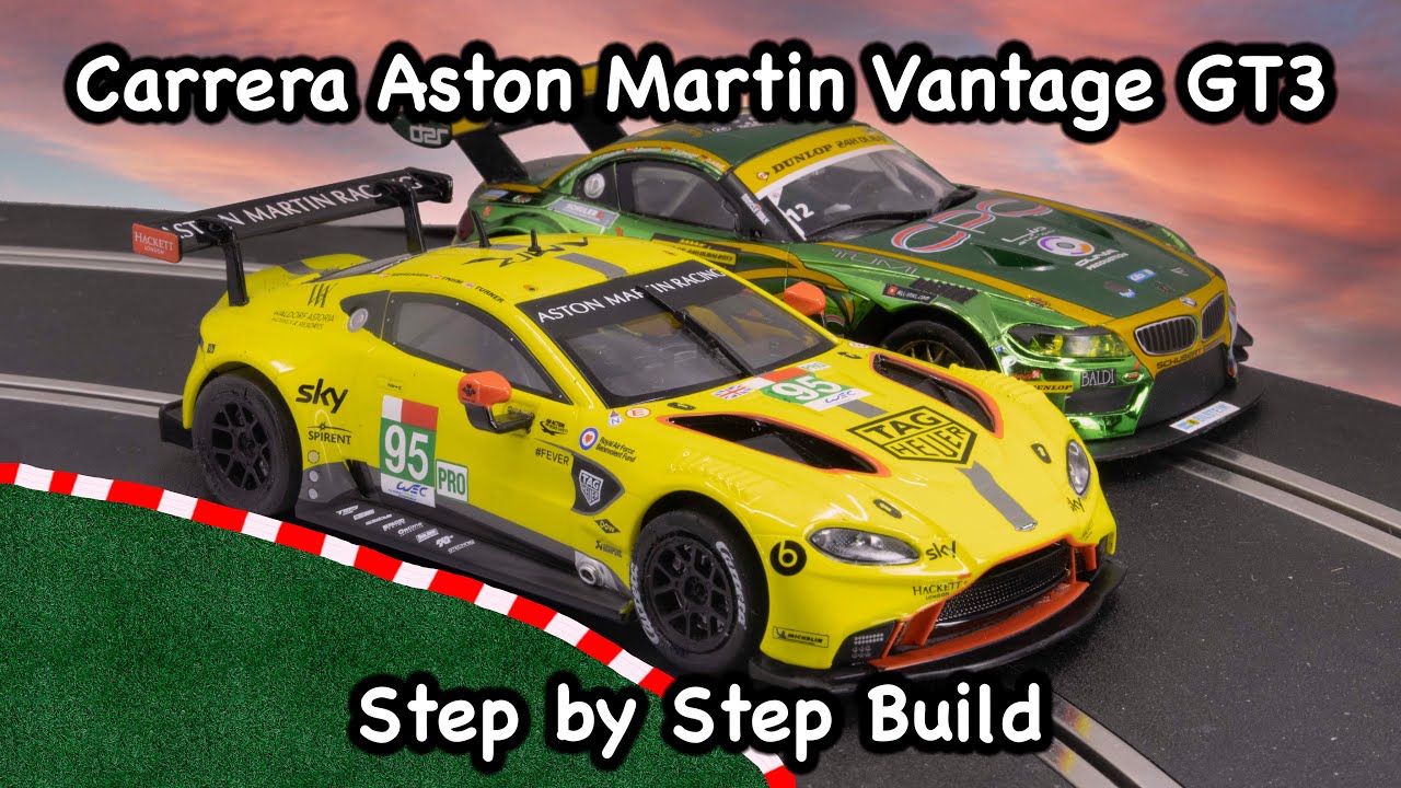 Build process of a Carrera Aston Martin Vantage GT3 for non magnet 1/32 scale slot car racing