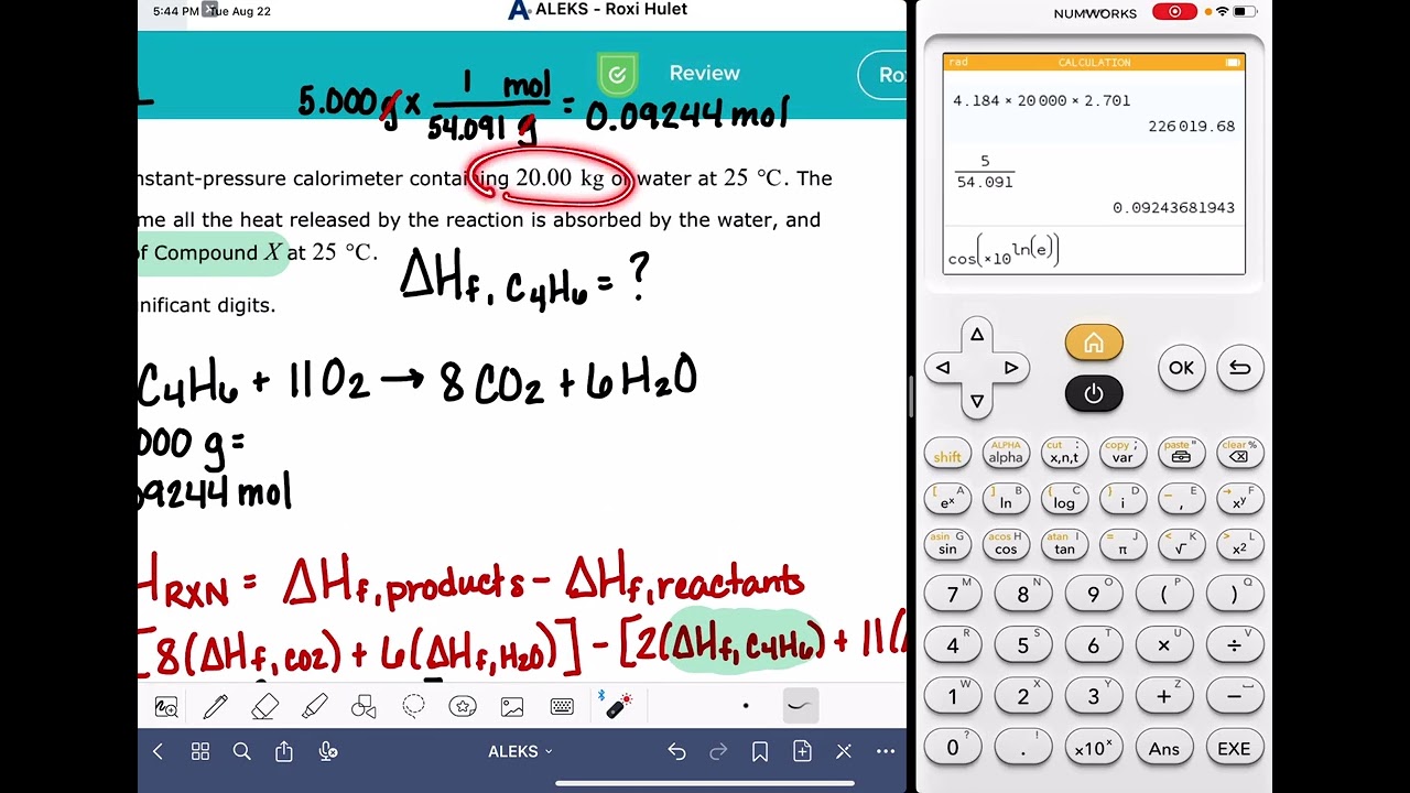 ALEKS: Solving combustion thermochemistry problems: Part 1 of 3