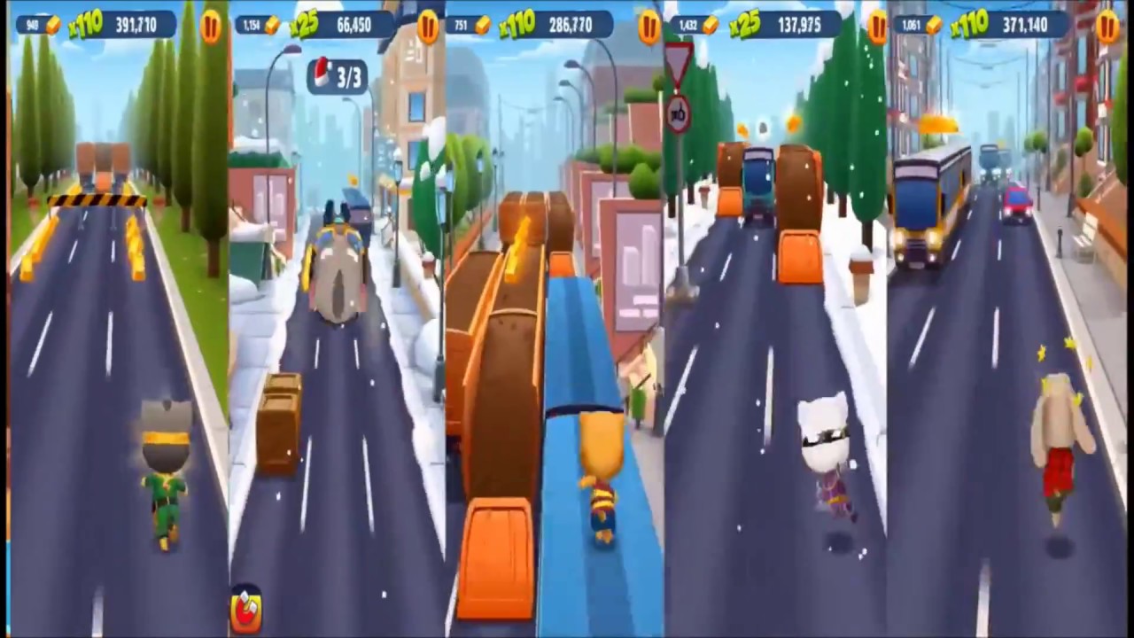 Talking Tom Gold Run - Super Tom versus Hyper Tom vs Ginger vs Cyber Angela vs Ben vs Robber
