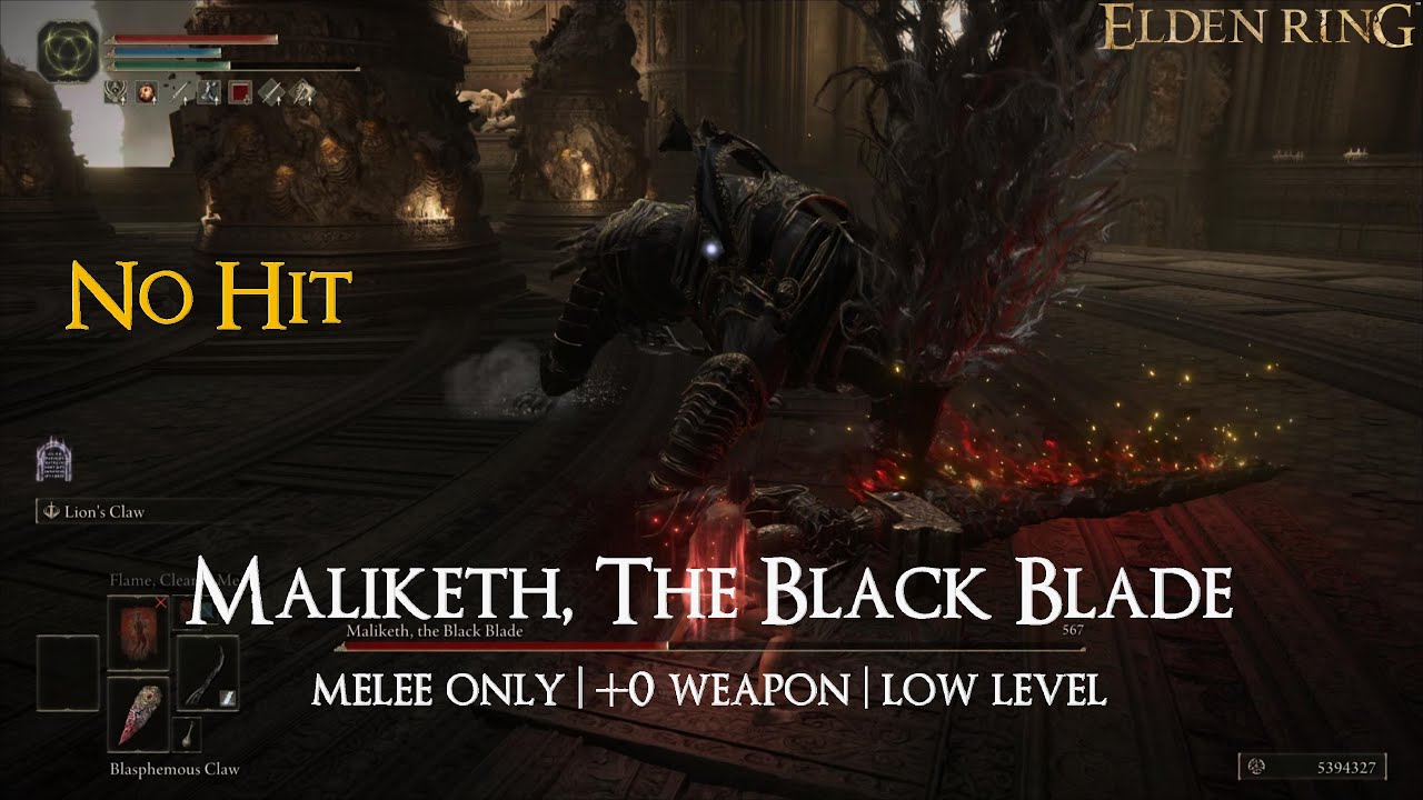 Elden Ring - Maliketh, The Black Blade (No hit | +0 weapon | Melee only)