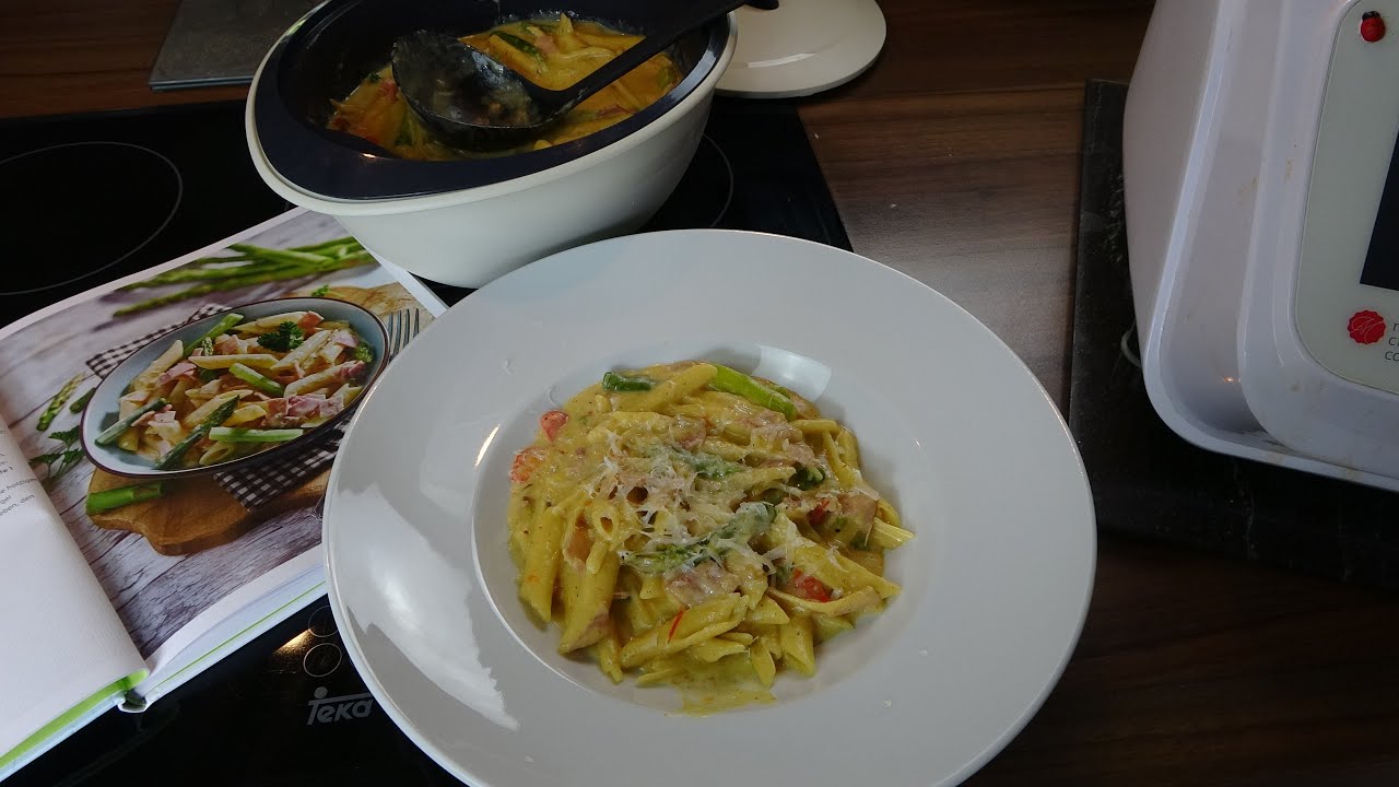Penne mit grünem Spargel und Käsesoße - All in one Gericht - Monsieur Cuisine Connect