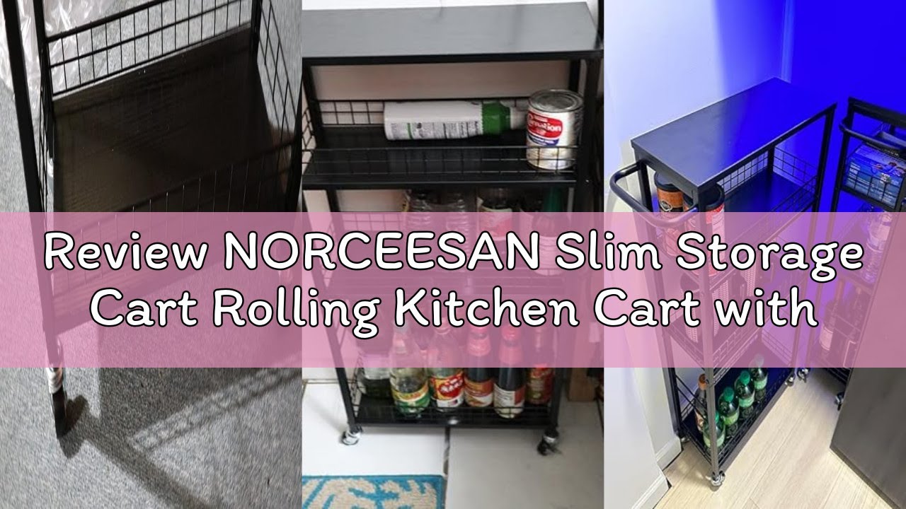 Review NORCEESAN Slim Storage Cart Rolling Kitchen Cart with Wheels Narrow Laundry Storage Utility C