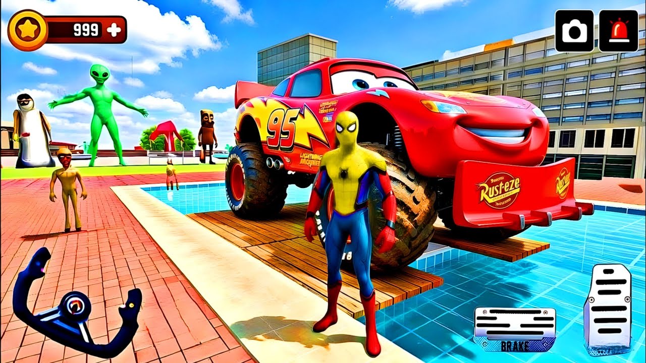 🎉Scorpio Mc Queen Car & Spiderman Gameplay 🦚 Indian Thift Auto Simulator🔥3D police Car Showroom Game