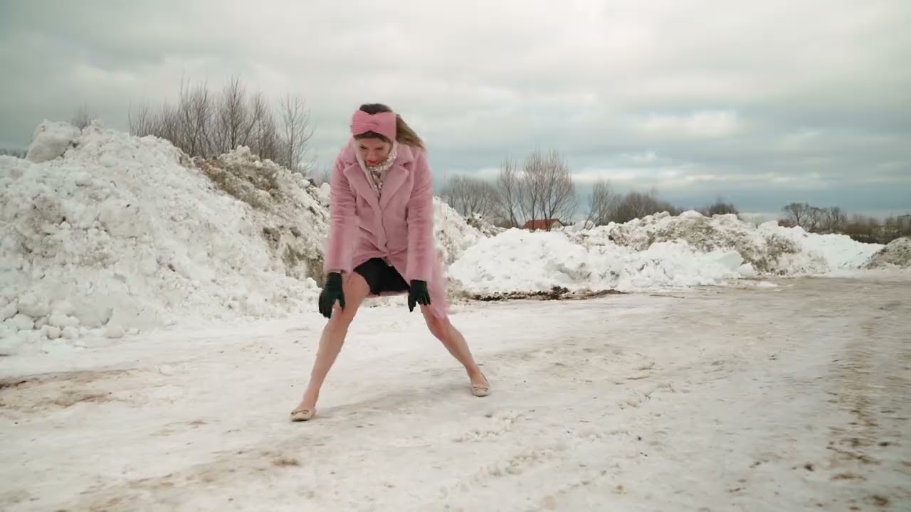 Ballet Flats on Very Slippery ICY Road, Slippy Ballet Flats on Ice, Ballet Flats on ICE (# 999)