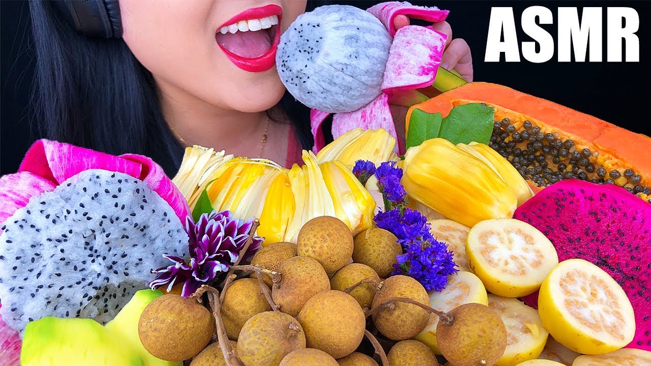 MOST POPULAR FOOD FOR ASMR EXOTIC FRUIT PLATTER (No Talking) | JUICY EATING SOUNDS | ASMR Phan