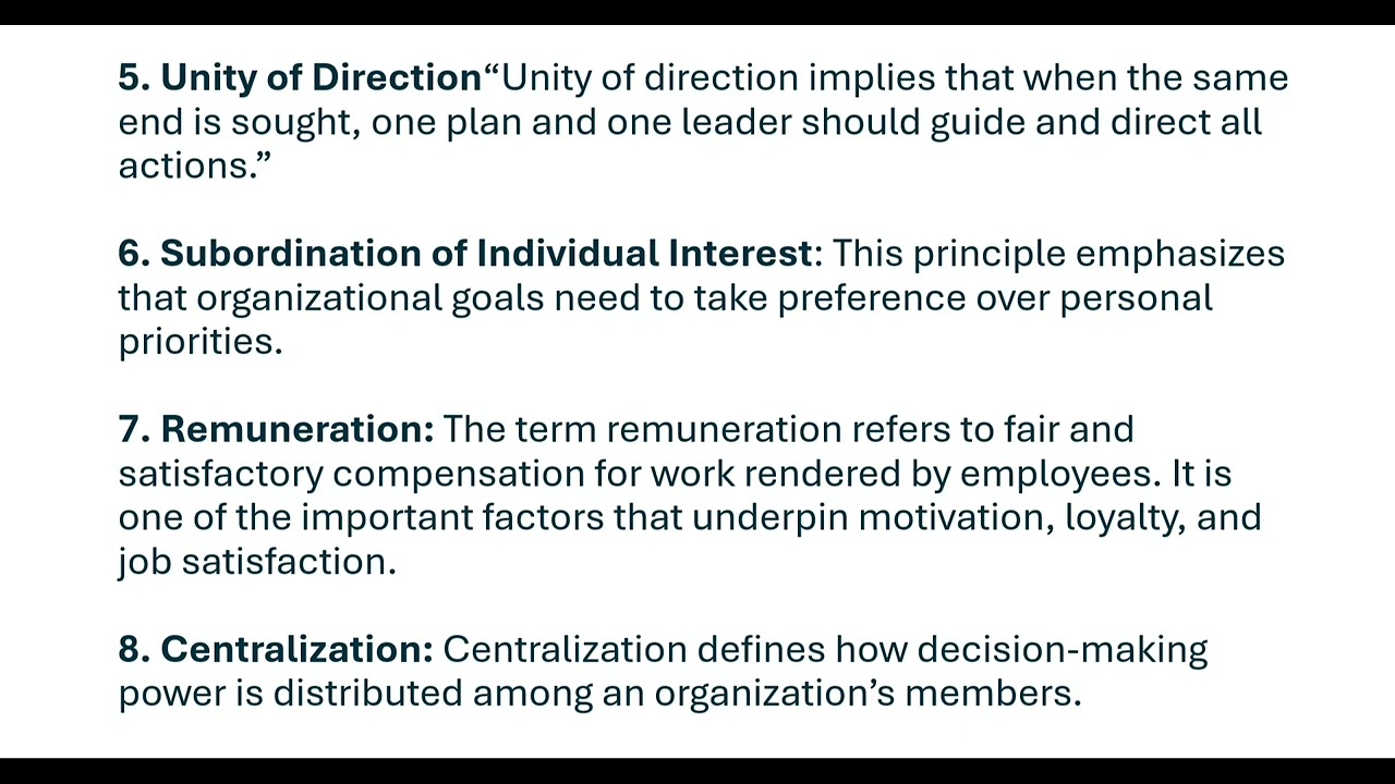14 principles of management by Henri Fayol.
