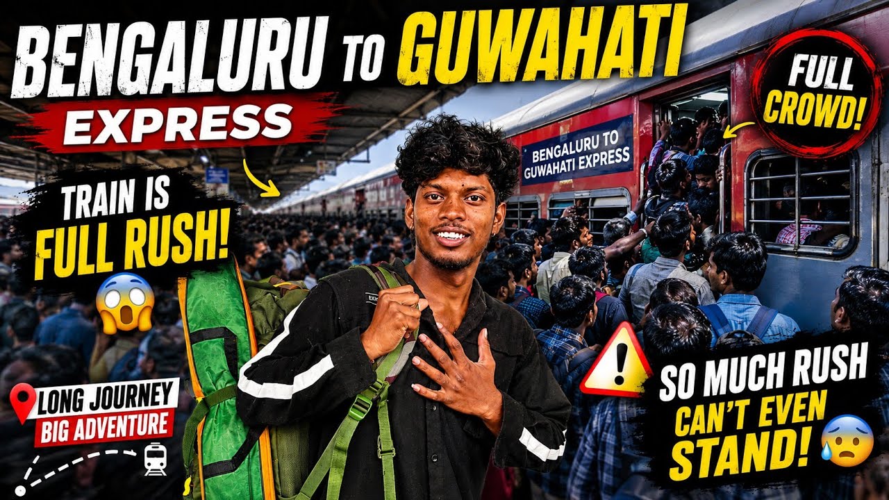 😰Bengaluru to Guwahati Express|55-HourJourney & Insane Train Rush!💥🚂