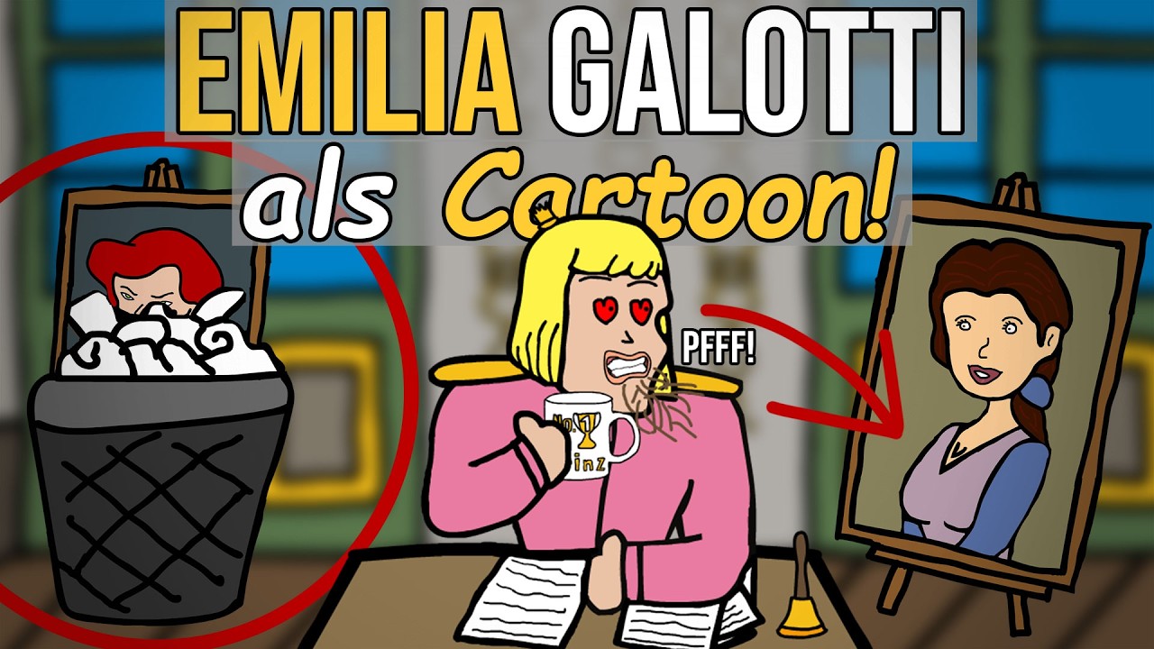 Der komplette 1. Aufzug von Emilia Galotti als animierte Zusammenfassung