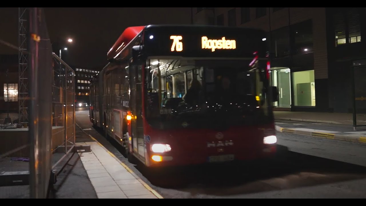 Sweden, Stockholm, bus 76 night ride from Malmvägen to Lindarängsvägen