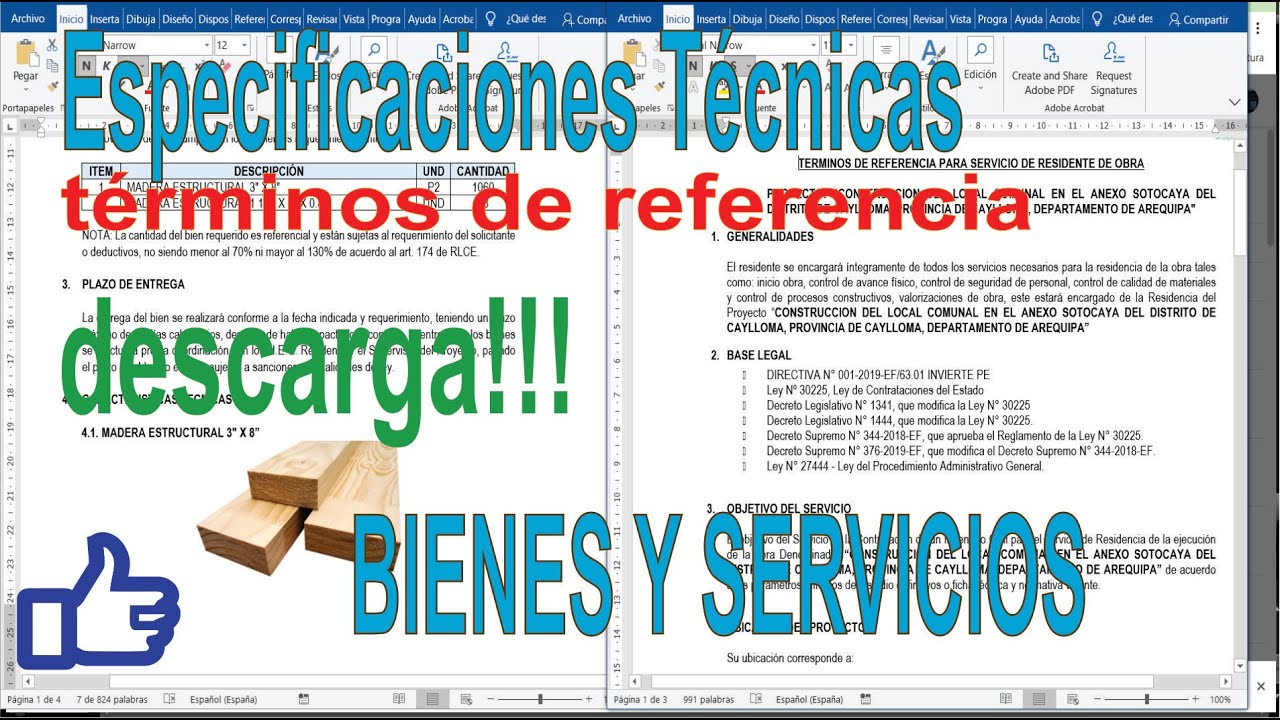 ESPECIFICACIONES TECNICAS Y TERMINOS DE REFERENCIA DESCARGAR EJEMPLOS