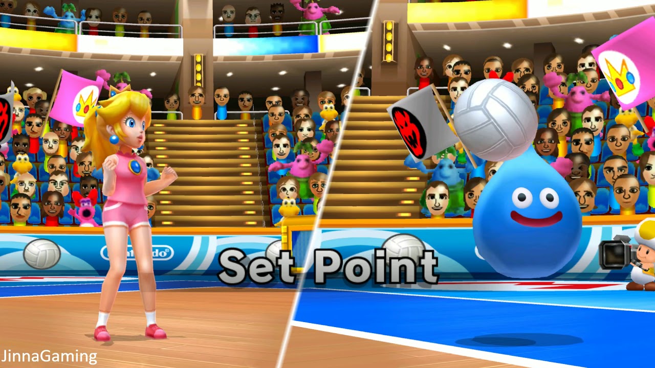 Mario Sports Mix Volleyball - Team Daisy, Peach Vs Team Moogle, Slime at Mario Stadium (Hard)
