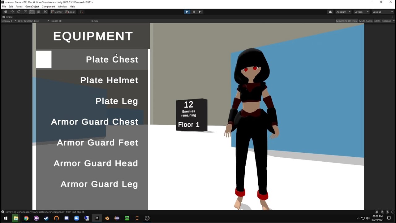 Equipment system (Unity3D)