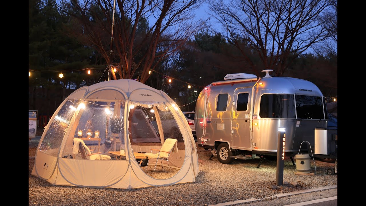 이쁘다는 소리를 자주 들었던 주말 캠핑 | 폴라리스 P1 원터치 쉘터 | Airstream Bambi 16