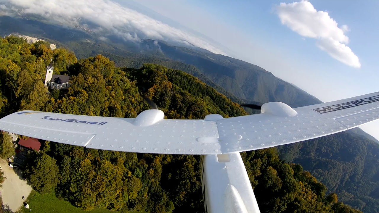 Multiplex Twinstar II and onboard RunCam 2 crossing mountain Gorjanci Slovenia