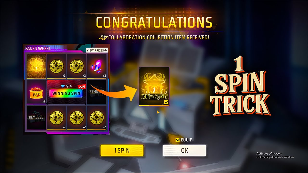 New Faded Wheel 1 Spin Trick 🤩 | Malevolent Shrine Arrival Animation | Faded Wheel Event Free Fire