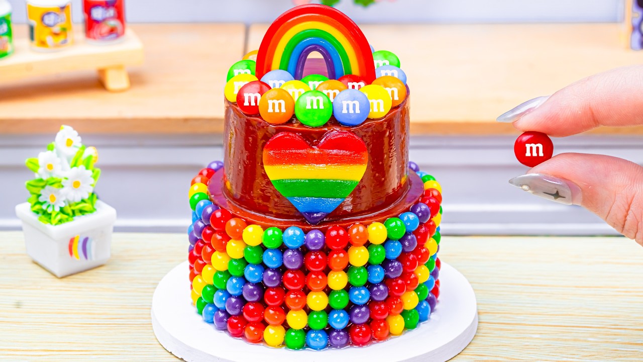 Yummy Mini Rainbow Chocolate Cake Decorating with M&M Candy 🌈 Tiny Rainbow Cake By DIY Cakes
