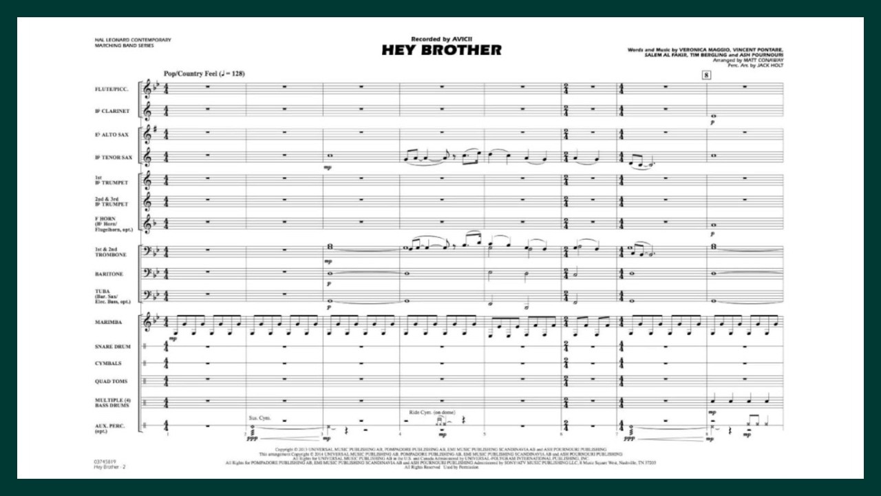 Hey Brother arranged by Matt Conaway