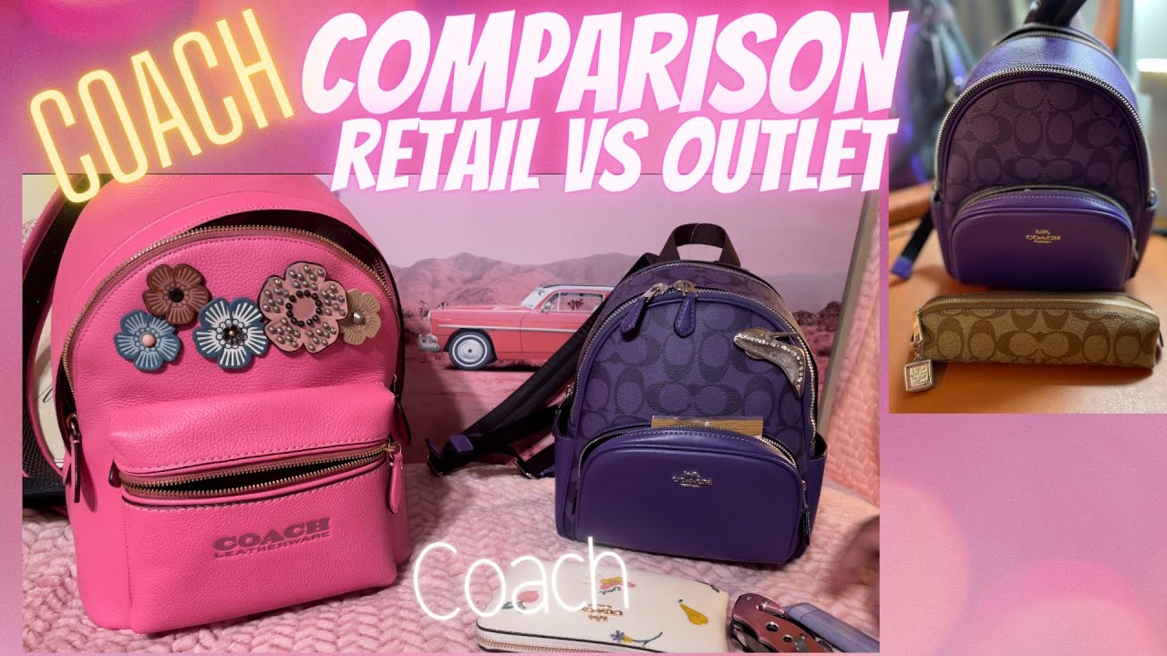 COACH RETAIL VS OUTLET 🎒Charter Backpack 24 vs Mini Court Backpack WHAT FITS? Robin Cookie
