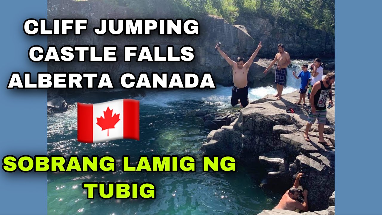 CLIFF JUMPING AT CASTLE FALLS ALBERTA CANADA || BUWIS BUHAY PINOY CANADA