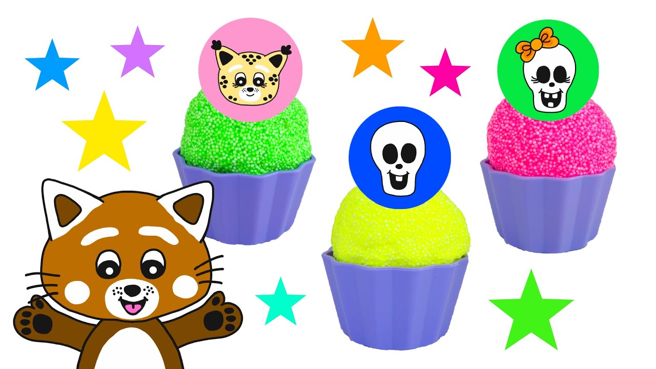 Pukkins den röda pandan gör roliga muffins - Lek och lär dig färger - Lek med oss