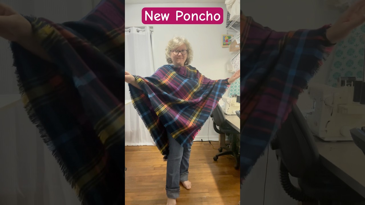 How to make a Poncho from a Thrifted Shawl  #upcyclingfashion #poncho #shawl