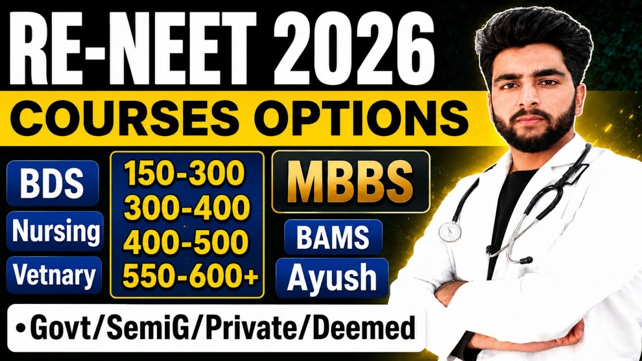 RE NEET 2026 Expected Cutoff | Course Options for Low Marks in NEET: MBBS, BDS, AYUSH, BAMS, BVSc...