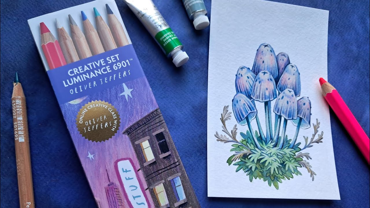 Давайте нарисуем гриб! Пробуем карандаши Oliver Jeffers и акварель Revival Collection.