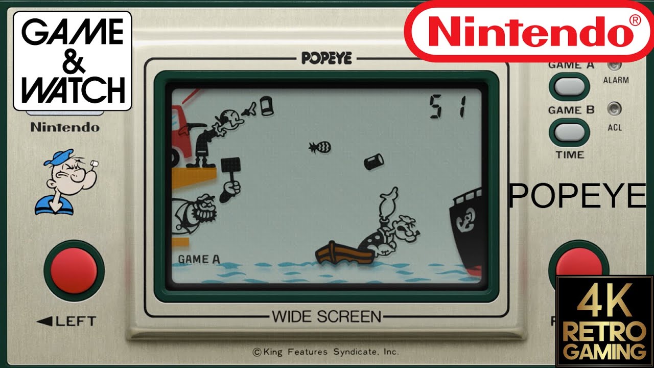 Popeye Nintendo Game & Watch 4k Gameplay