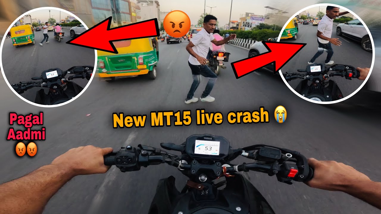 New MT15 live crash 😭 || ye aadmi bich road pe aagya 😱 