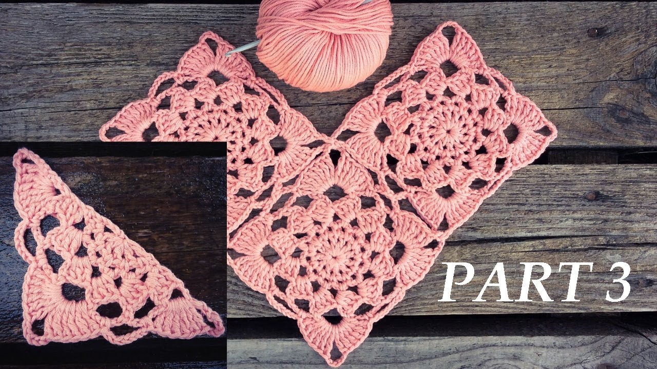 Crochet Sunset Flower Half Square Motif Tutorial & Join As You Go Part 3