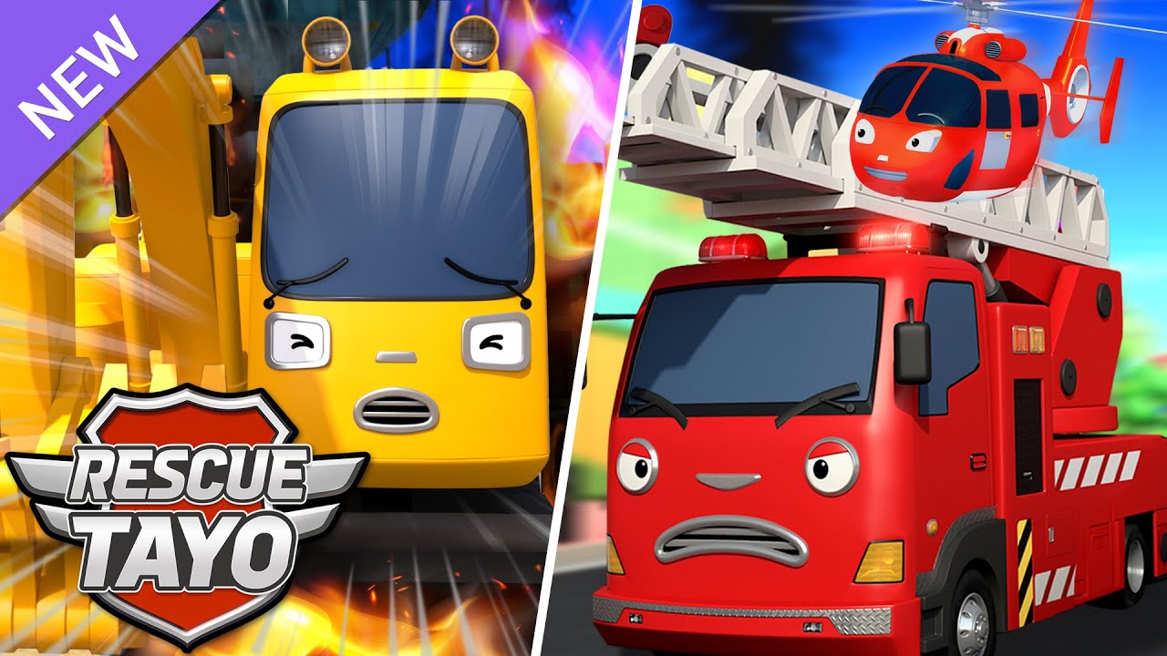 消防車フランク、重機たちが工事現場に閉じ込められた! l 子供向けアニメ l 🚨レスキュータヨアニメ l ちびっこバス タヨ