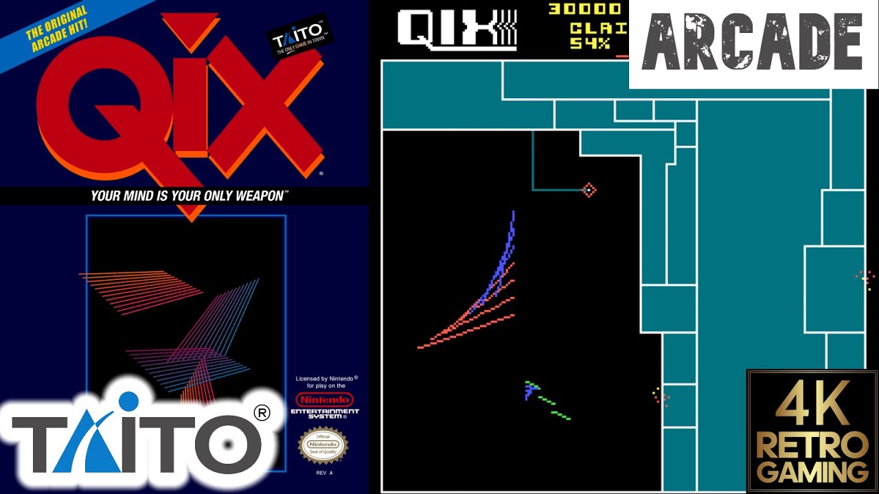 Qix Arcade ( Taito 1981 ) 4k Gameplay