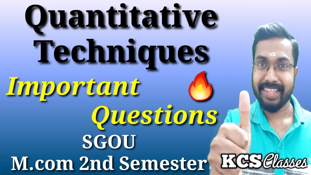 Quantitative Techniques|Important Questions|SGOU M.com 2nd Semester 