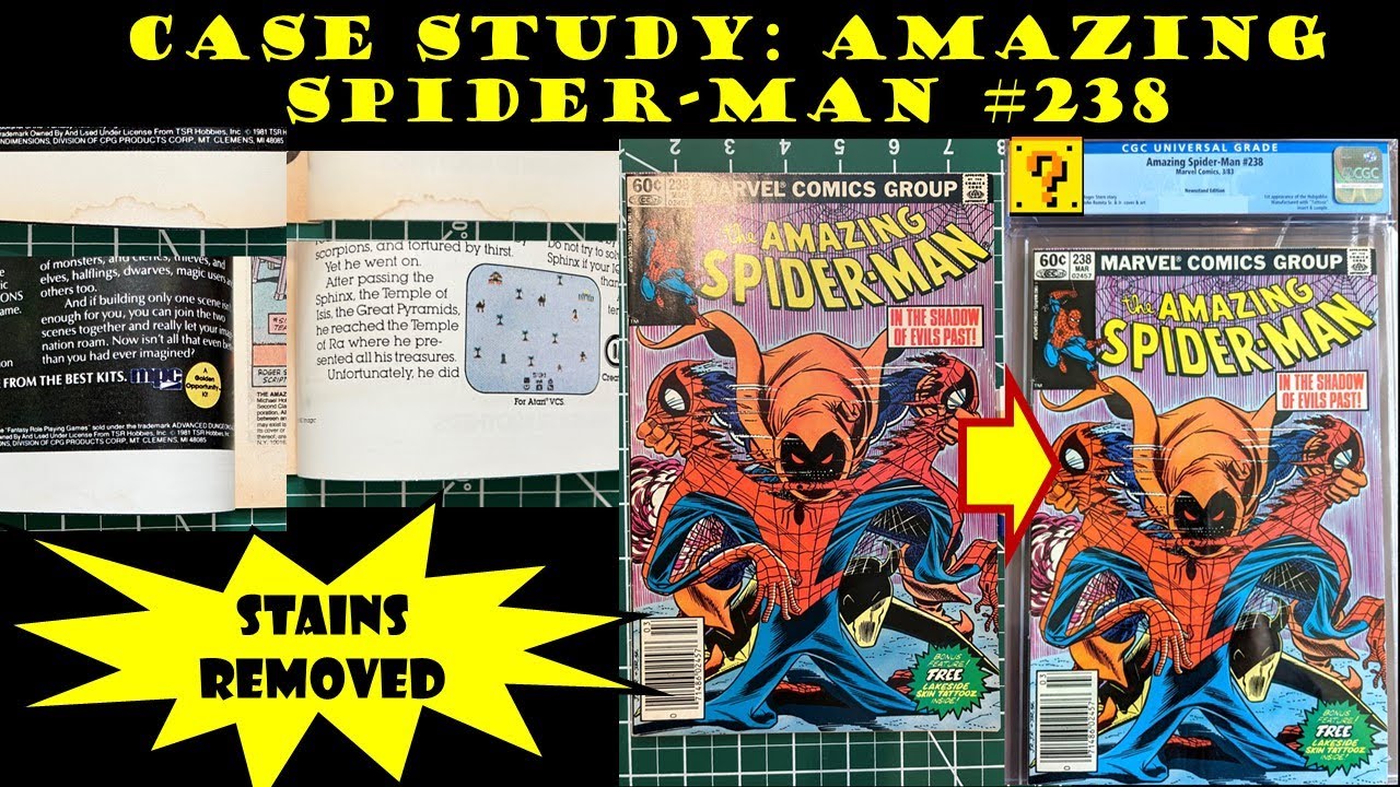 Пример: Удаление пятен с поверхности комикса Amazing Spider-Man #238. Чистка и глажка. Подача зая...