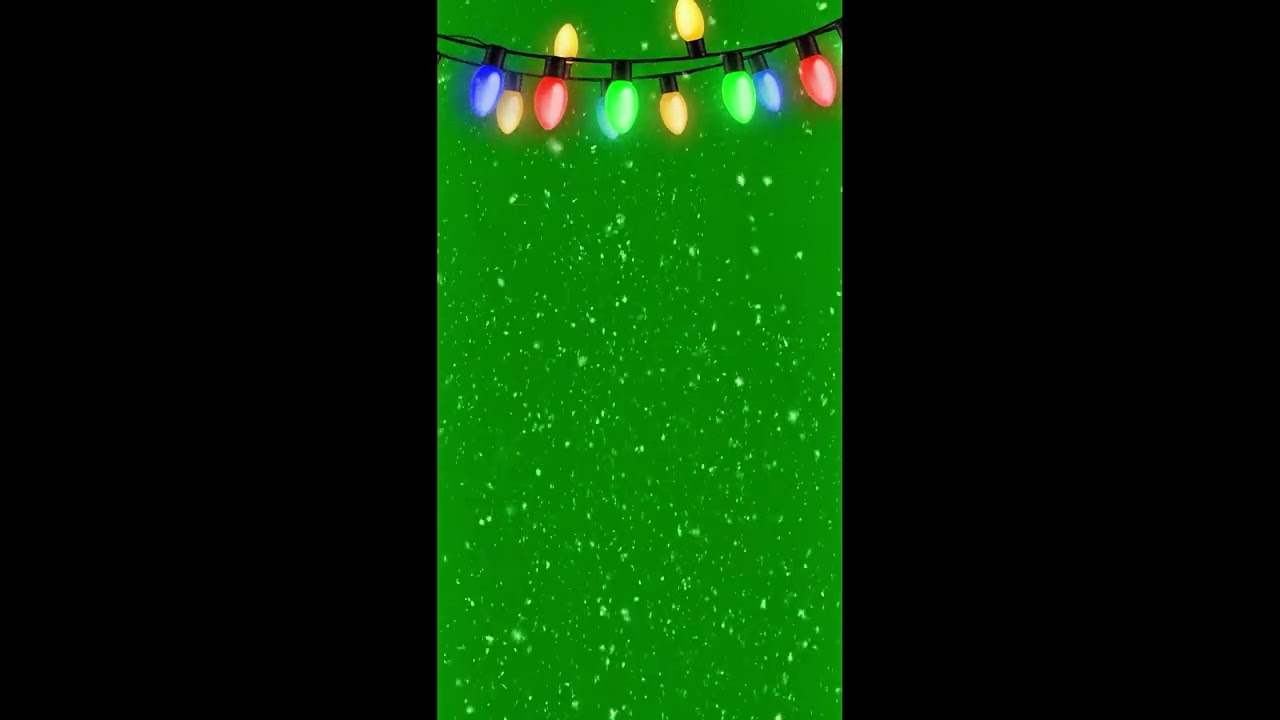 Snowy Blinking Christmas Lights Green Screen | Winter Effect 02