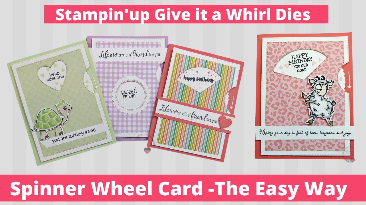 Spinner Wheel Card using Stampin'up Give a Whirl Dies #giveitawhirldies #stampingwithamoreyoutube