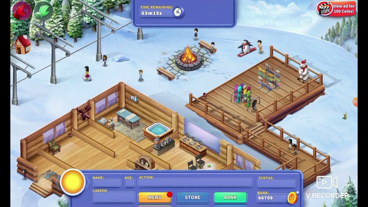 Virtual families 3 : ski lodge family  trip got all the prizes 