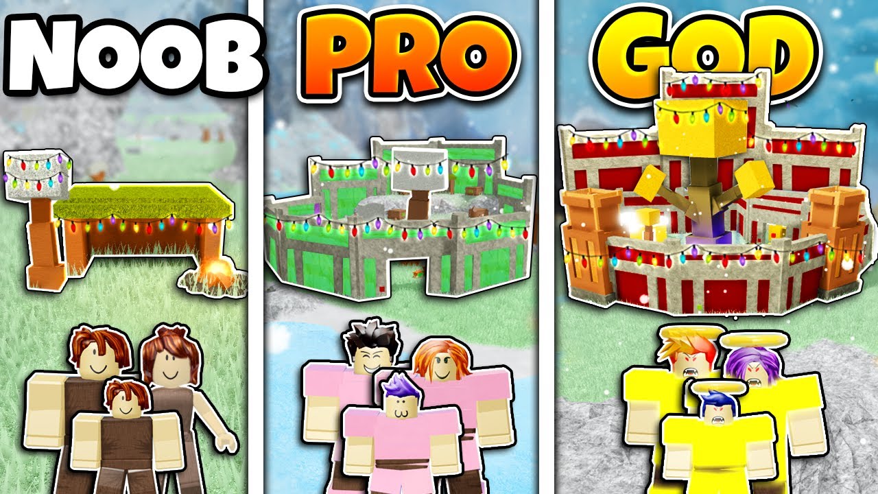 Roblox NOOB vs PRO vs GOD FAMILY CHRISTMAS BASE BUILD in Booga Booga